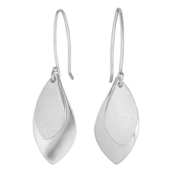 Silver Short Olive Leaf Earrings